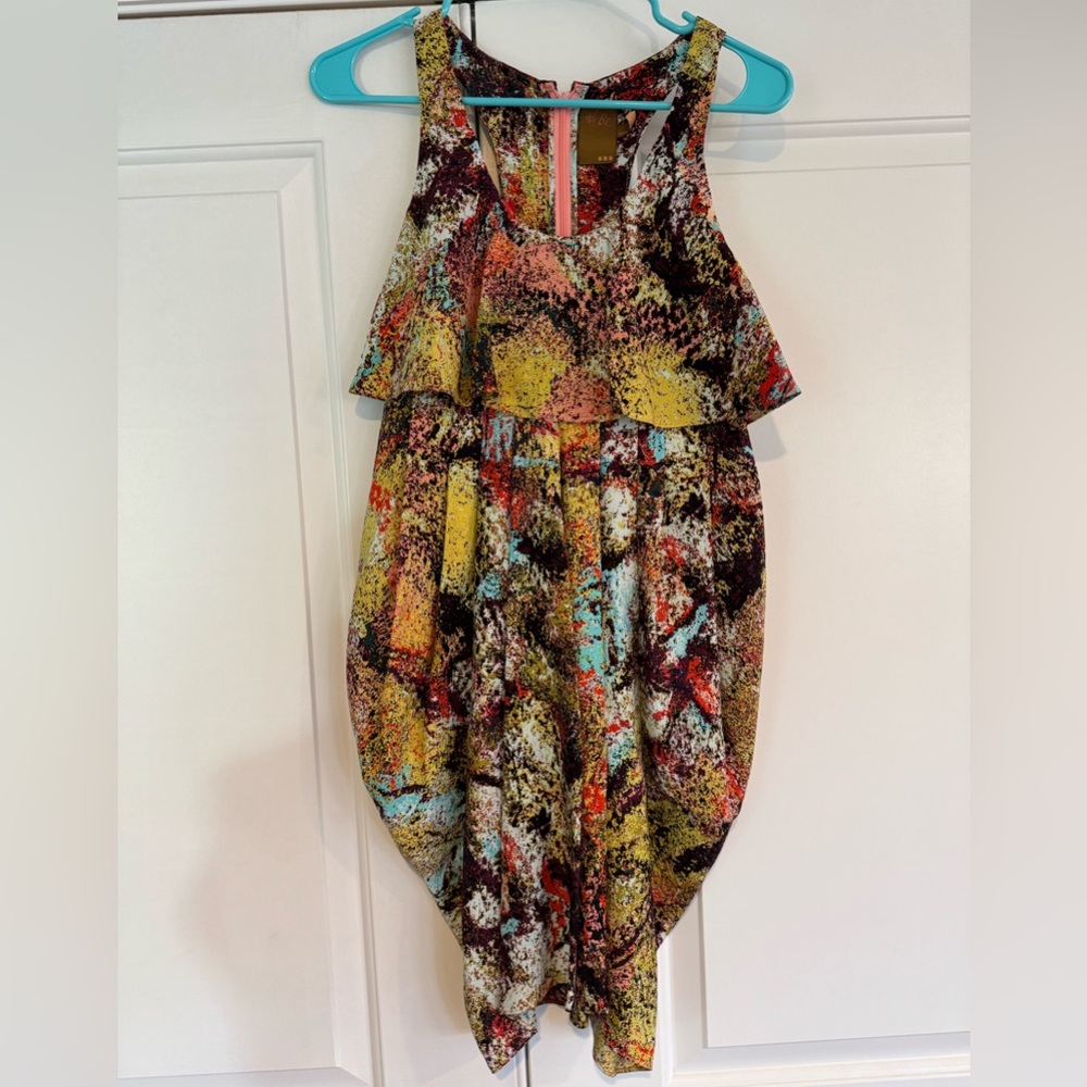 Women’s Ali Ro mini balloon multicolor silk dress size 0